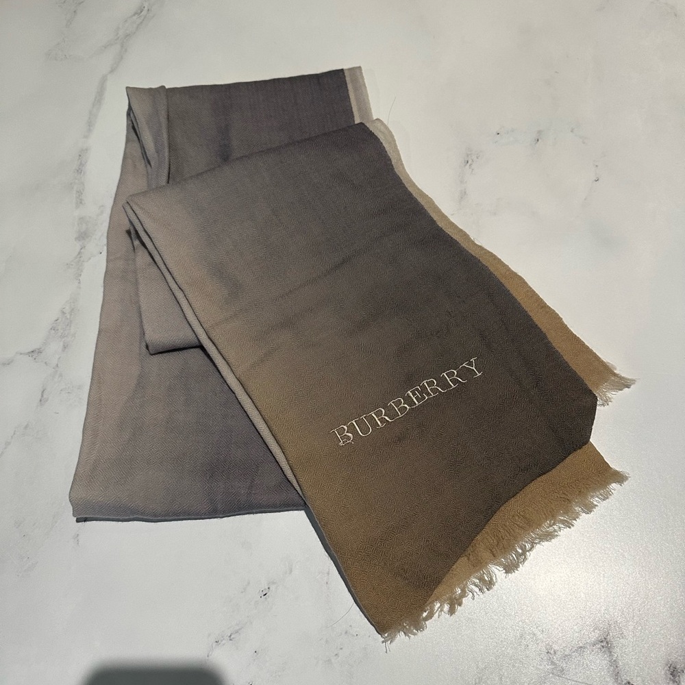 Burberry Gray and Tan Scarf